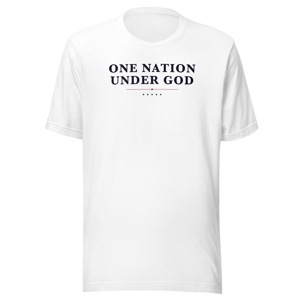 One Nation Under God Tee on a white shirt