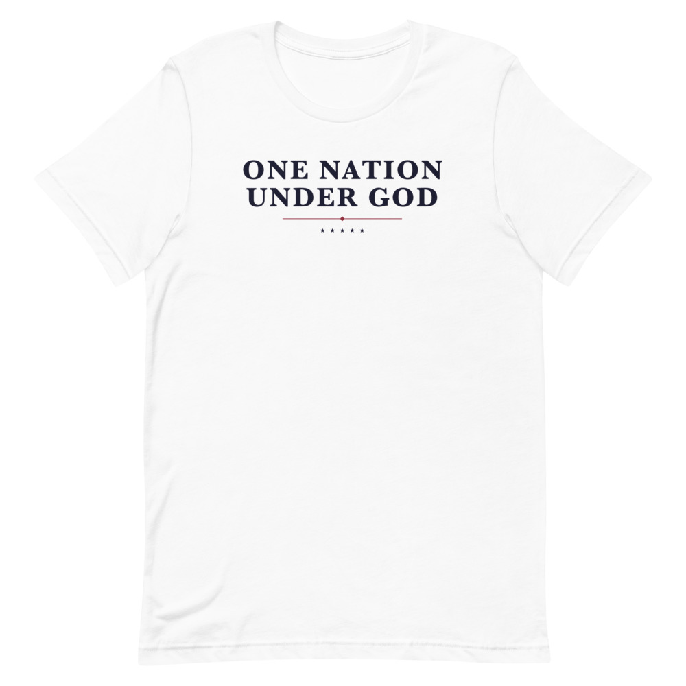 One Nation Under God Tee on a white shirt