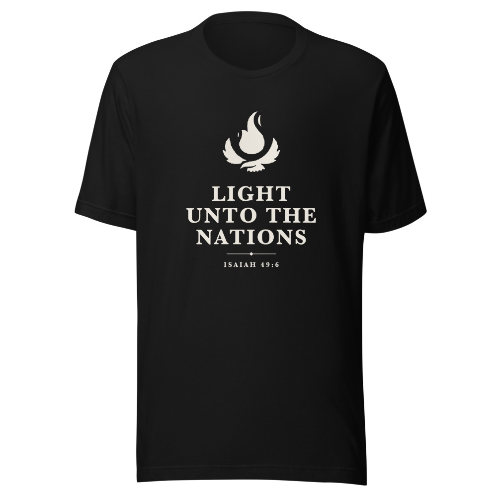 The Light Unto the Nations Tee, black, front