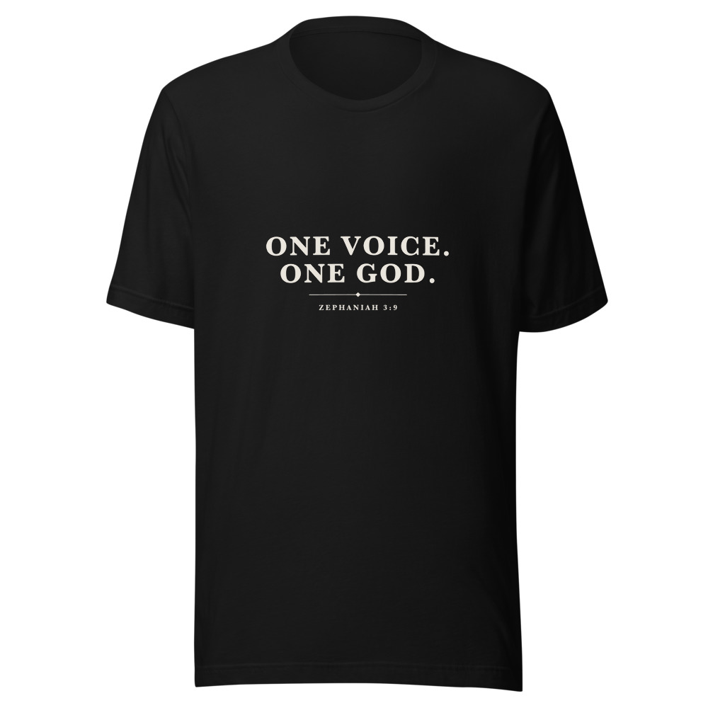 The One Voice One God Tee, black, front