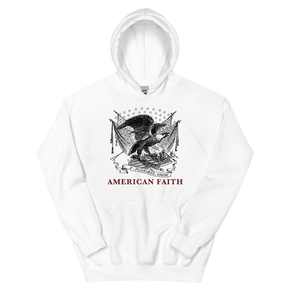 The American Eagles hoodie in white, front