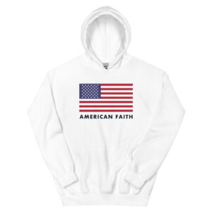 The American Flag hoodie in white, front